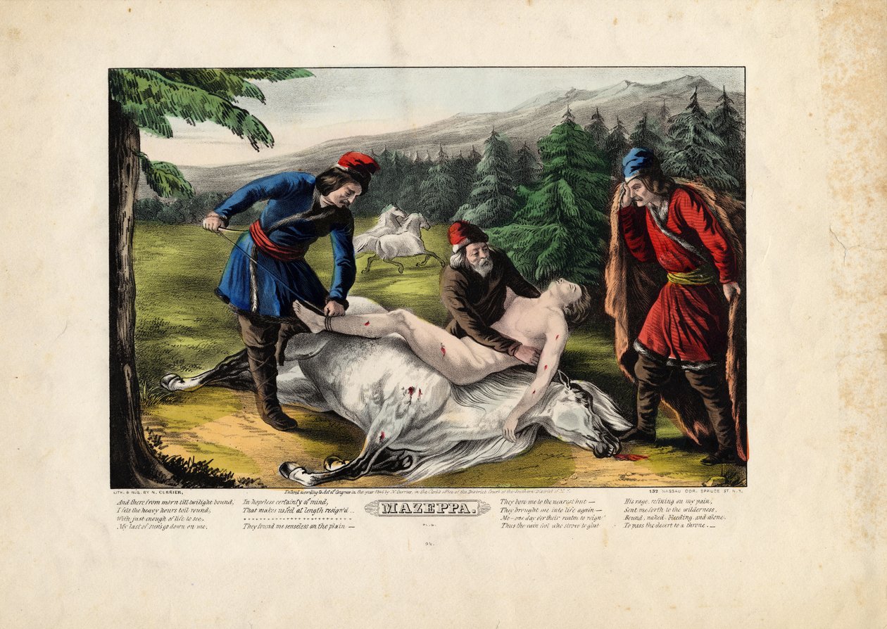 Mazeppa, 1846 (levy neljä neljästä, katso myös 331978, 331979 ja 331980) tekijältä Nathaniel Currier