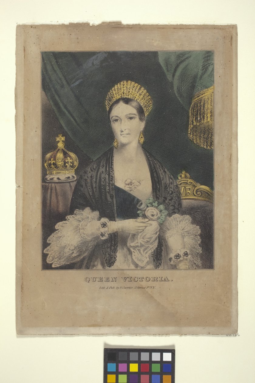 Queen Victoria (käsinvärjätty litografia) tekijältä Nathaniel Currier
