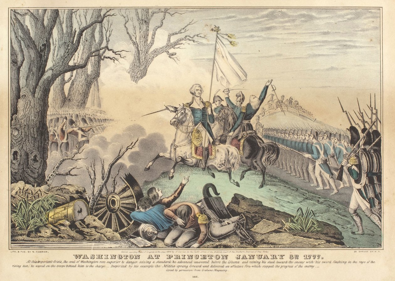 Washington Princetonissa 30. tammikuuta 1777 tekijältä Nathaniel Currier