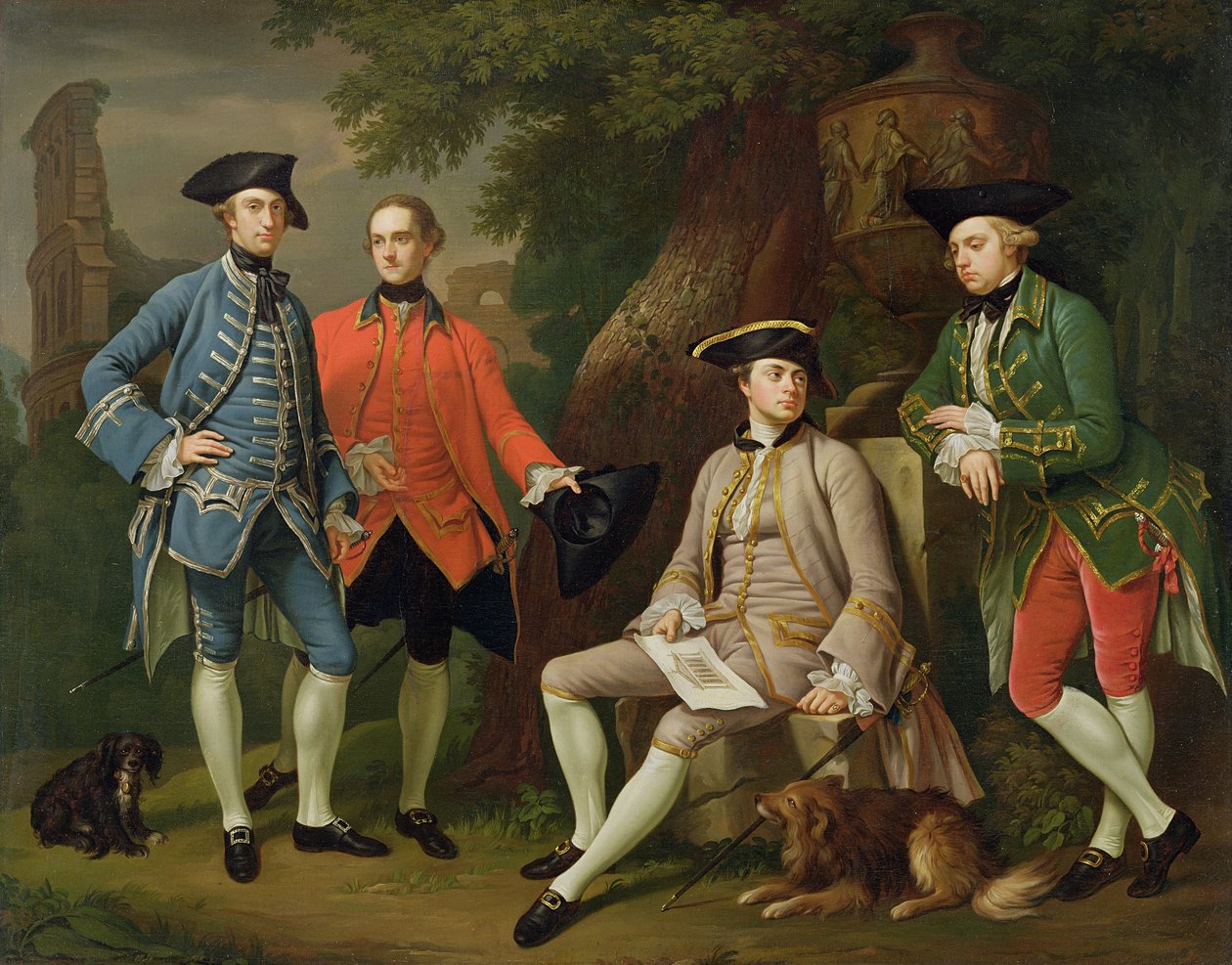 James Grant of Grant, John Mytton, kunnialliset Thomas Robinson ja Thomas Wynne, n. 1760 tekijältä Nathaniel Dance Holland