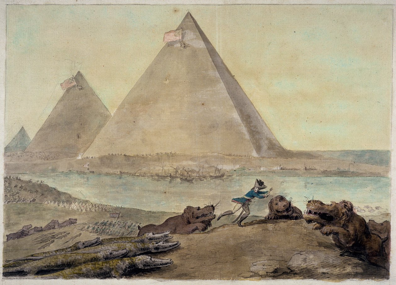 Napoleon Niilin taistelun jälkeen, n. 1798-1799 (musta muste ja wc grafiitin päällä paperilla) tekijältä Nathaniel Dance Holland