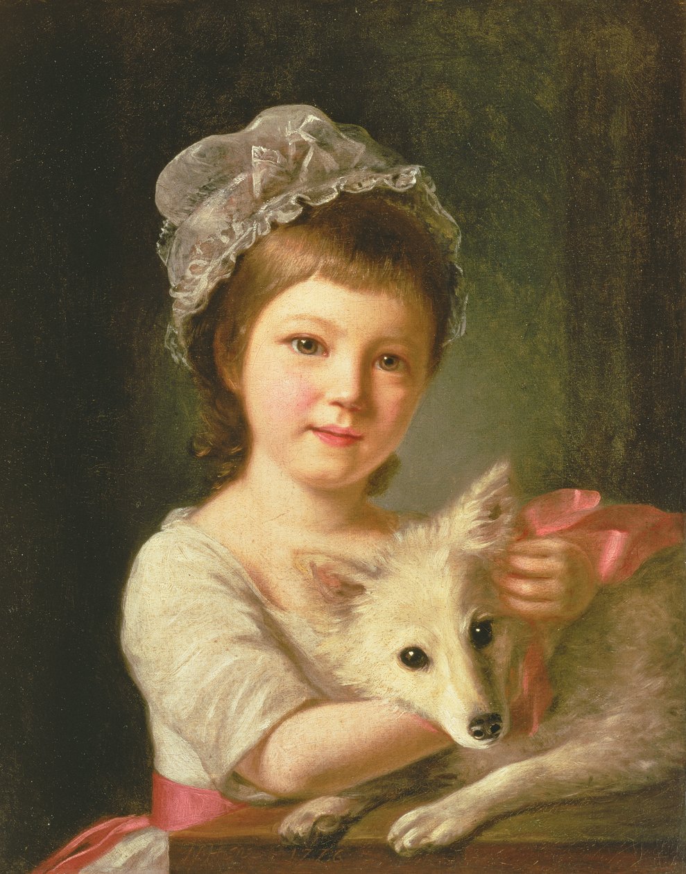 Nuori tyttö koiran kanssa, 1776 tekijältä Nathaniel Hone