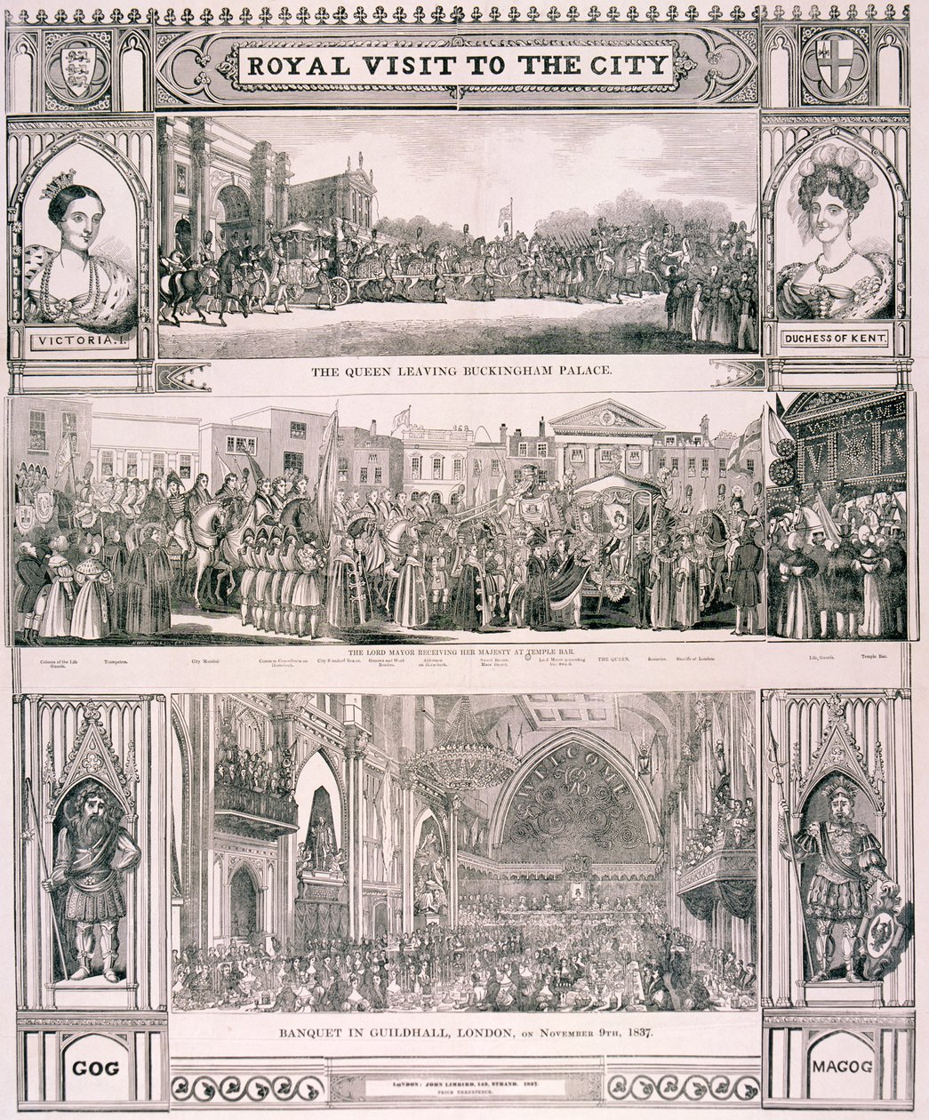 Kuningatar Victorian vierailu Lontoon Cityyn, 1837 tekijältä Nathaniel Whittock