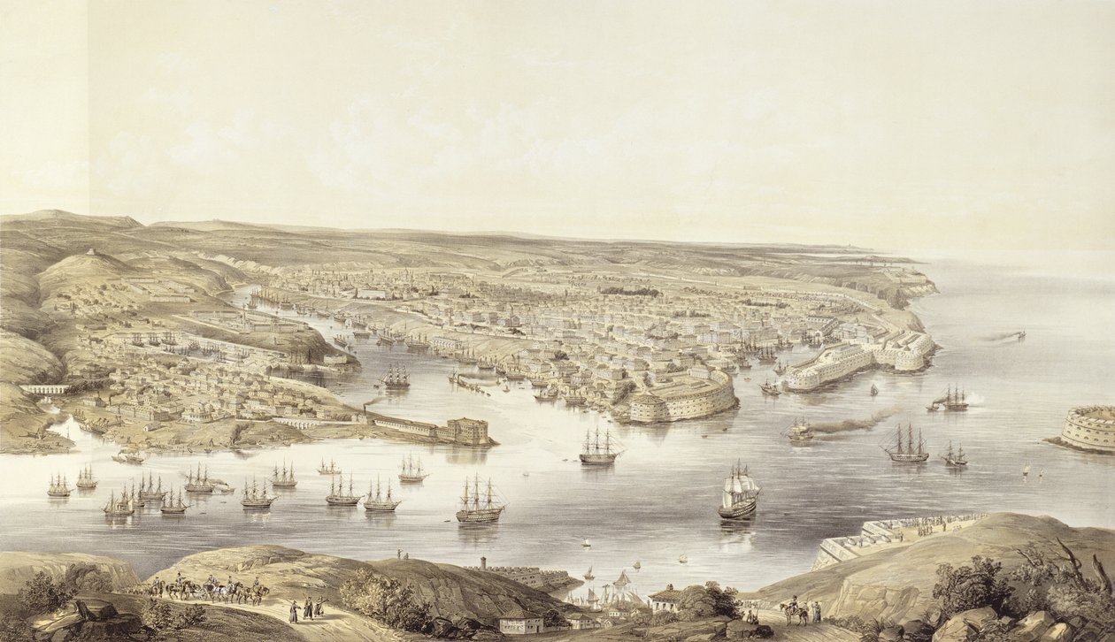 Sebastopol in All Its Glory, 1848, kaiverrus Day und Son, julkaistu 1857 tekijältä Nathaniel Whittock