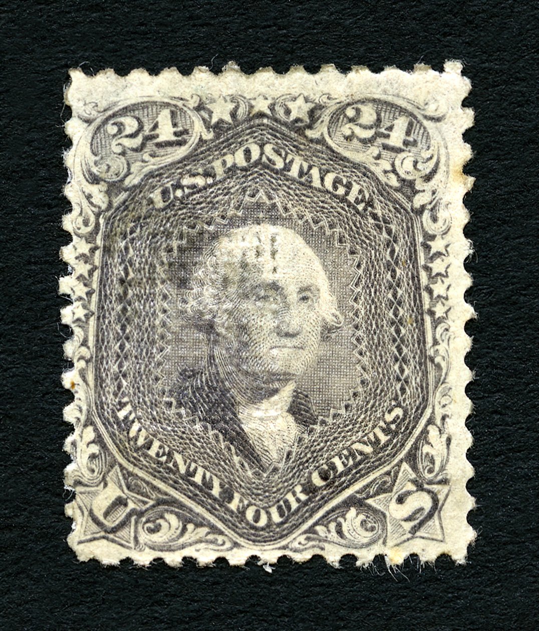 24c Washington F Grill single, 1867. tekijältä National Bank Note Company