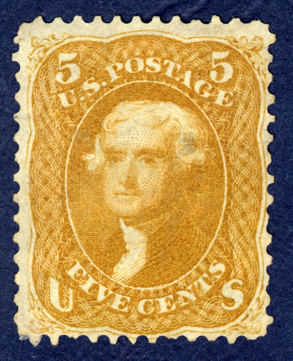 5c Jeffersonin single, 1861. tekijältä National Bank Note Company