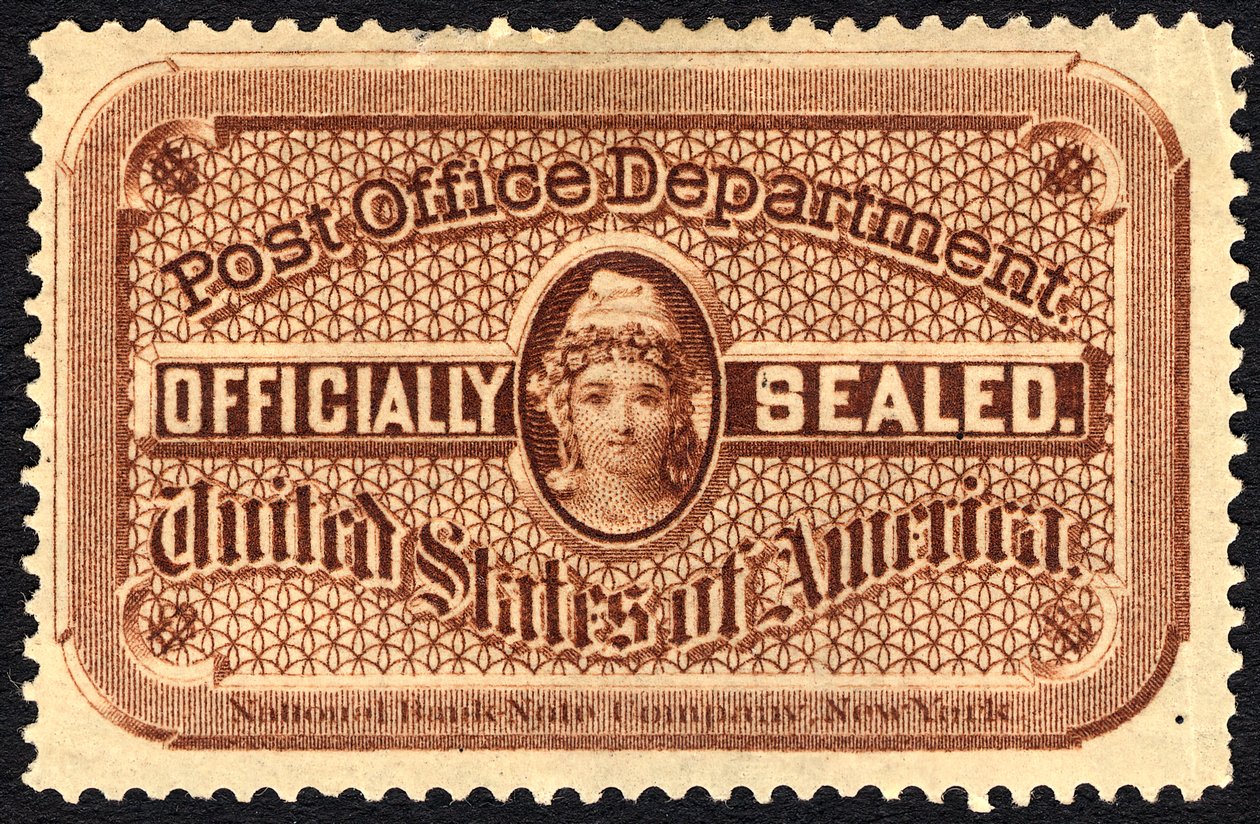Postitoimiston sinetti, c. 1879. tekijältä National Bank Note Company