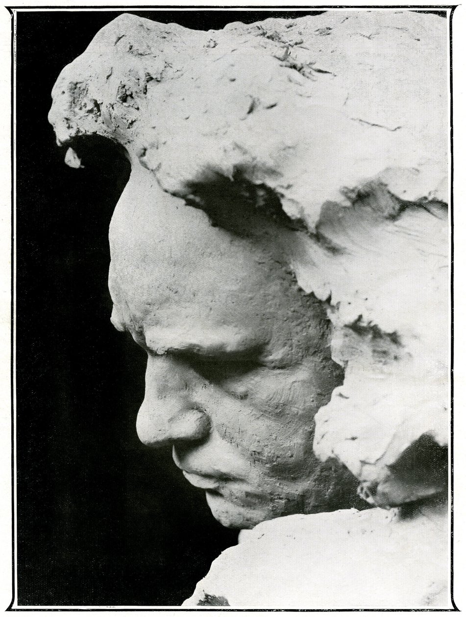 Ludwig van Beethovenin (1770-1827) profiilikasvot, pronssisen rintakuvan yksityiskohta tekijältä Naum Aronson