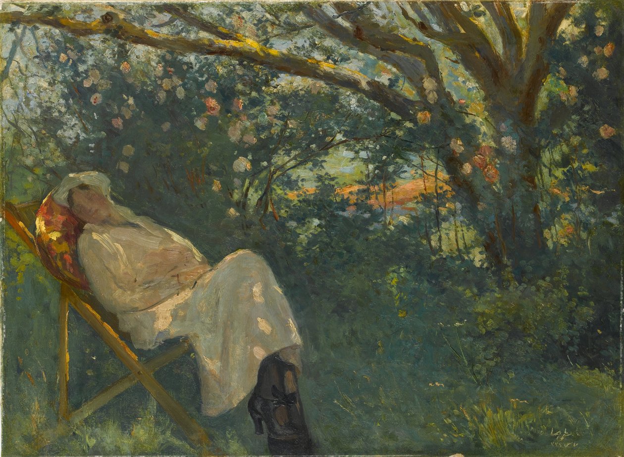 Şezlongda Pembeli Kadın, Lady in Pink on Chaise Longue tekijältä Nazmi Ziya Güran