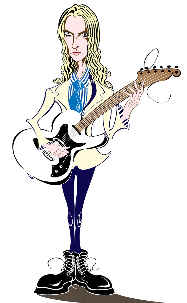 Aimee Mann - karikatyyri - yhdysvaltalainen laulaja-lauluntekijä ja basisti, syntynyt 1960 tekijältä Neale Osborne