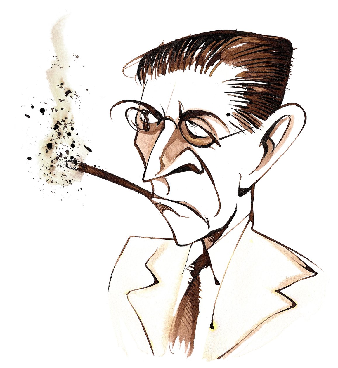 Alexander Zemlinsky, itävaltalaissyntyinen säveltäjä ja kapellimestari, (1871 - 1942) karikatyyri tekijältä Neale Osborne