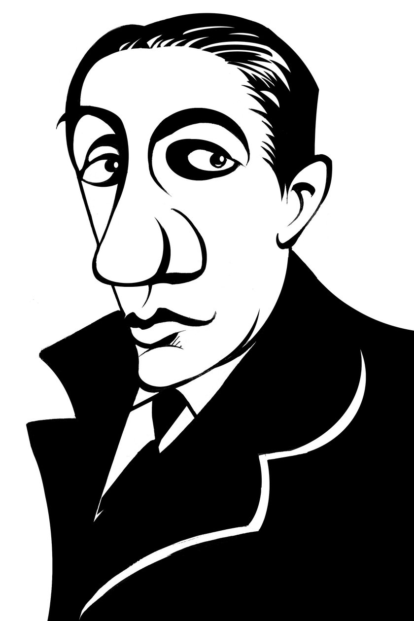 Alfredo Casella, italialainen säveltäjä, (1883 - 1947) karikatyyri. tekijältä Neale Osborne