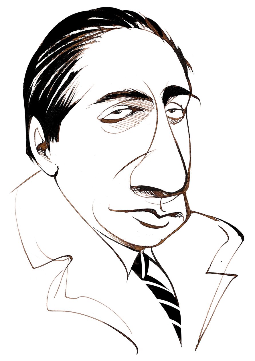 Alfredo Casella, italialainen säveltäjä, (1883 - 1947) karikatyyri tekijältä Neale Osborne