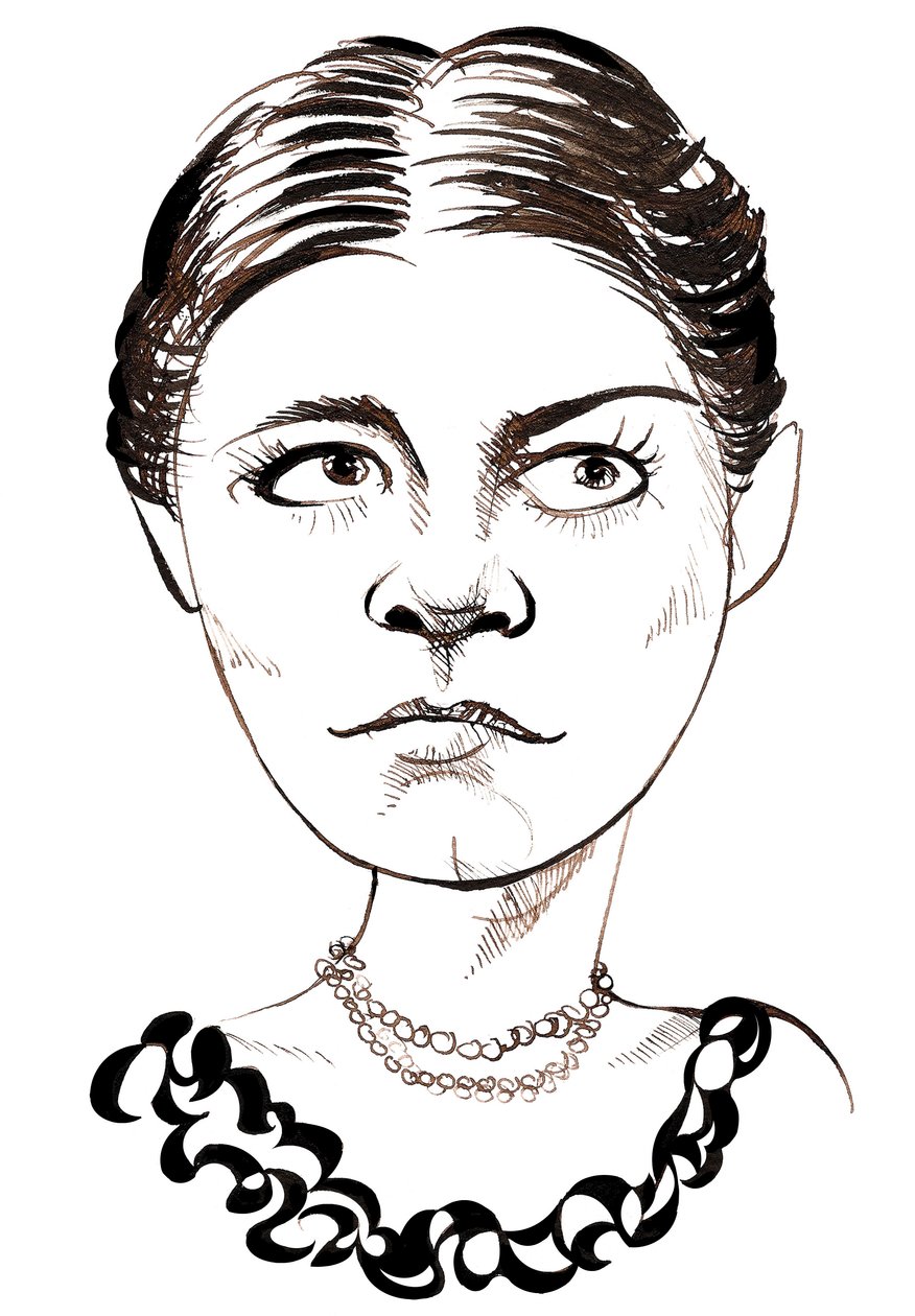 Amy Beach, yhdysvaltalainen säveltäjä ja pianisti, (1867 - 1944) karikatyyri tekijältä Neale Osborne