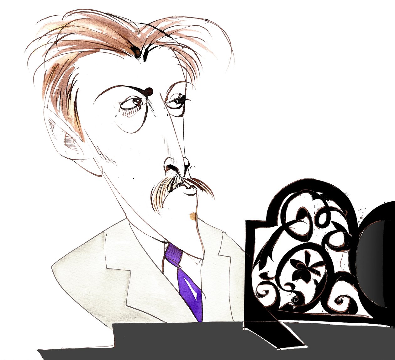 Arthur Bliss - englantilainen säveltäjä ja kapellimestari (1891-1975); karikatyyri tekijältä Neale Osborne