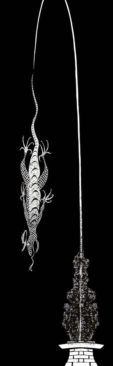 Bill the Lizard - kuvitus Lewis Carrollin Alices Adventures in Wonderland (1865), 2005 tekijältä Neale Osborne