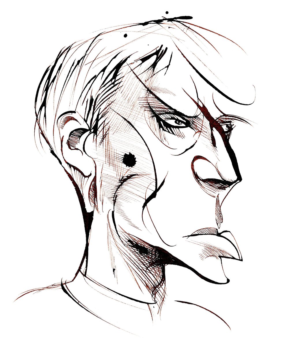 Boris Pasternak, venäläinen runoilija ja kirjailija (1890-1960), seepiaviivainen karikatyyri tekijältä Neale Osborne