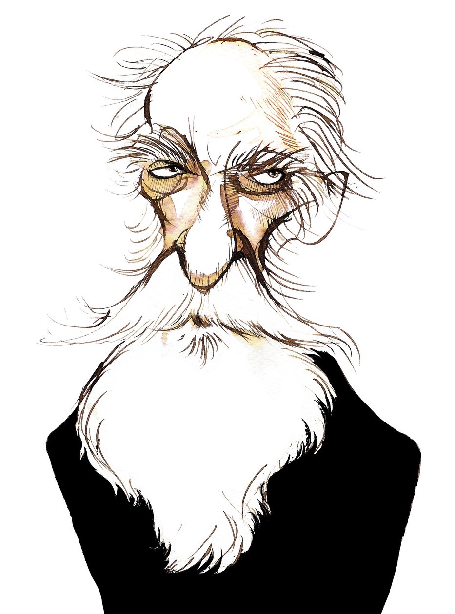 Charles Koechlin, ranskalainen säveltäjä ja musiikkikirjailija (1867 - 1950) karikatyyri tekijältä Neale Osborne