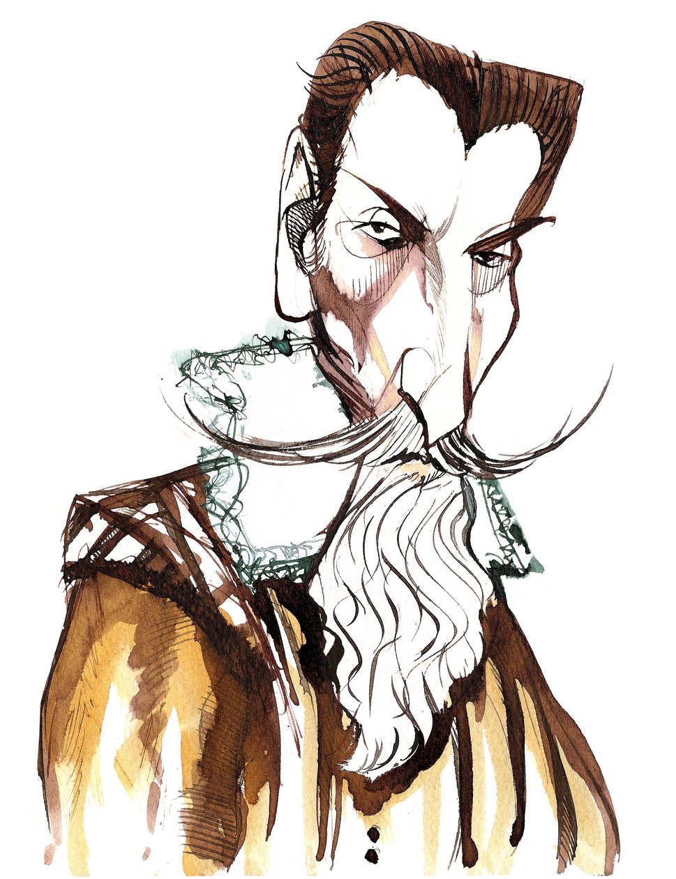 Claudio Monteverdi (1567 - 1643) italialainen säveltäjä, gambisti, laulaja ja roomalaiskatolinen pappi, karikatyyri tekijältä Neale Osborne