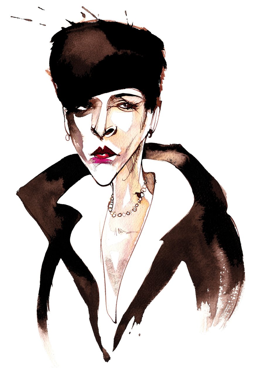Djuna Barnes, vaikutusvaltainen modernistinen amerikkalainen kirjailija ja taiteilija; karikatyyriDB: 12.6.1892 - 18.6.1982 tekijältä Neale Osborne