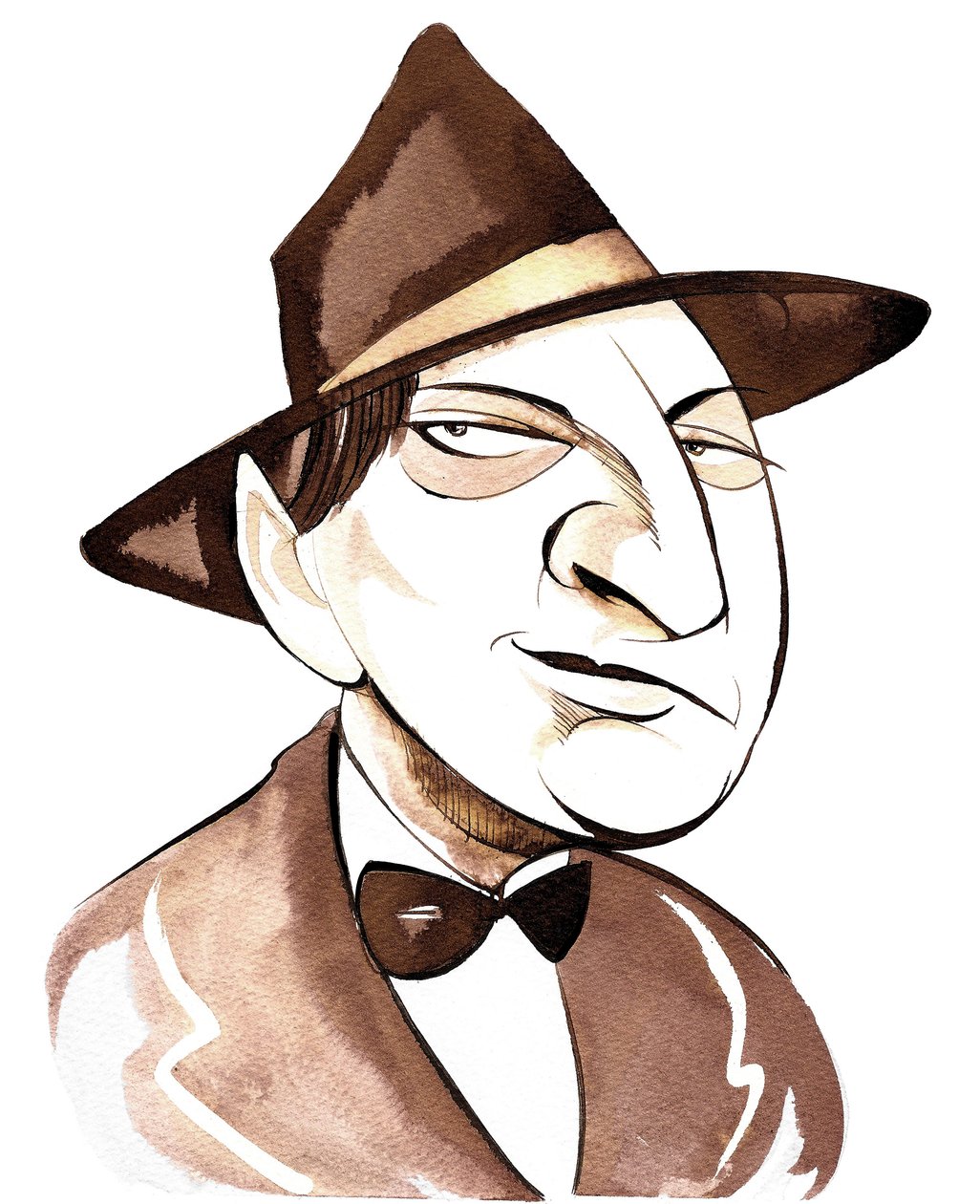 Erich Wolfgang Korngold, itävaltalaissyntyinen säveltäjä ja kapellimestari, (1897 - 1957) karikatyyri tekijältä Neale Osborne