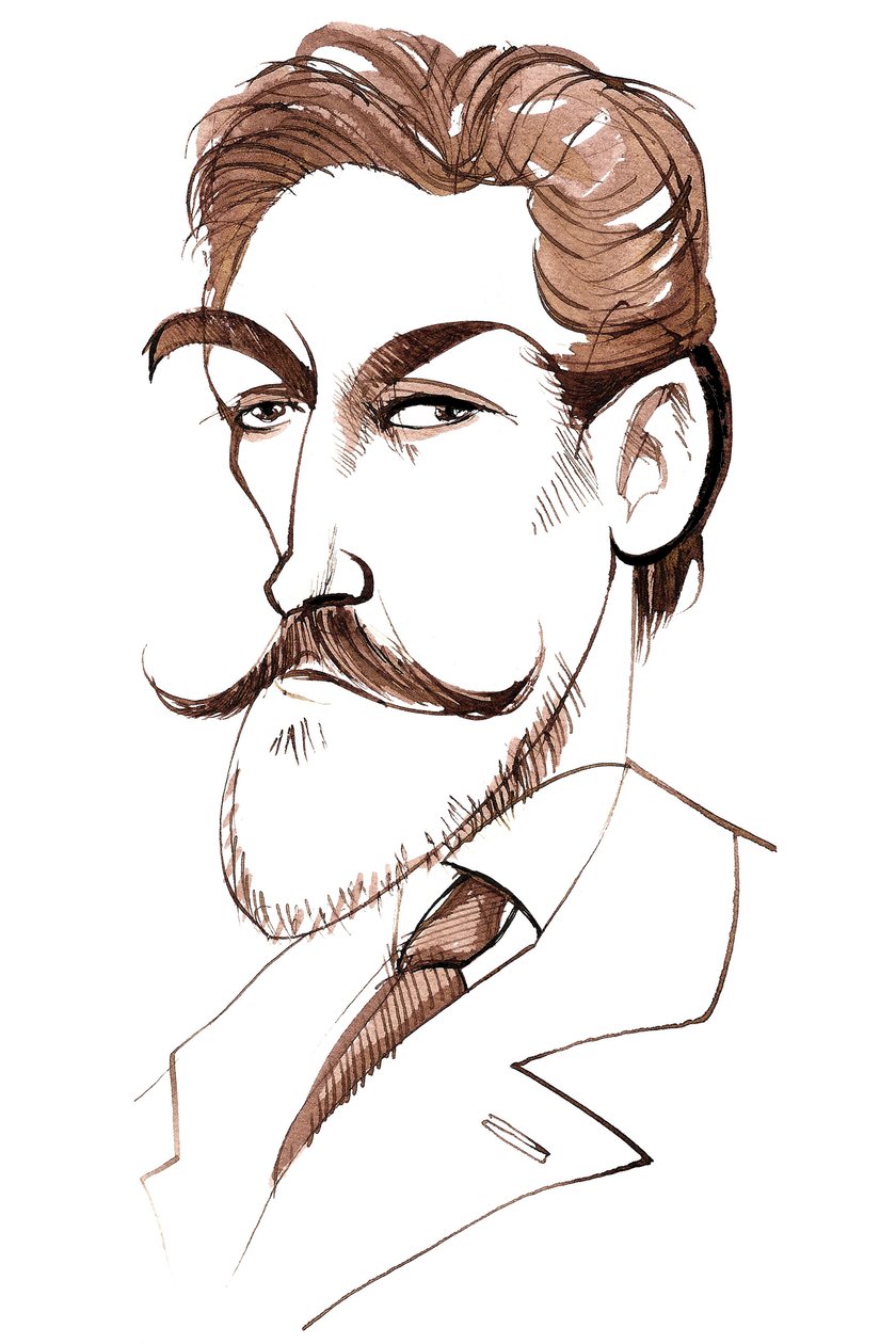 Felix Weingartner, itävaltalainen kapellimestari ja säveltäjä, (1863 - 1942), karikatyyri tekijältä Neale Osborne