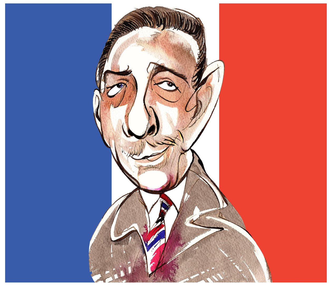 Francis Poulenc - karikatyyri ranskalaisesta säveltäjästä, 1899-1963 tekijältä Neale Osborne