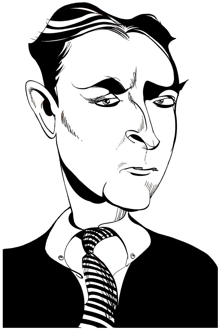 Francis Scott Fitzgerald - karikatyyri yhdysvaltalaisesta kirjailijasta ja novellikirjailijasta, 1896-1940 tekijältä Neale Osborne