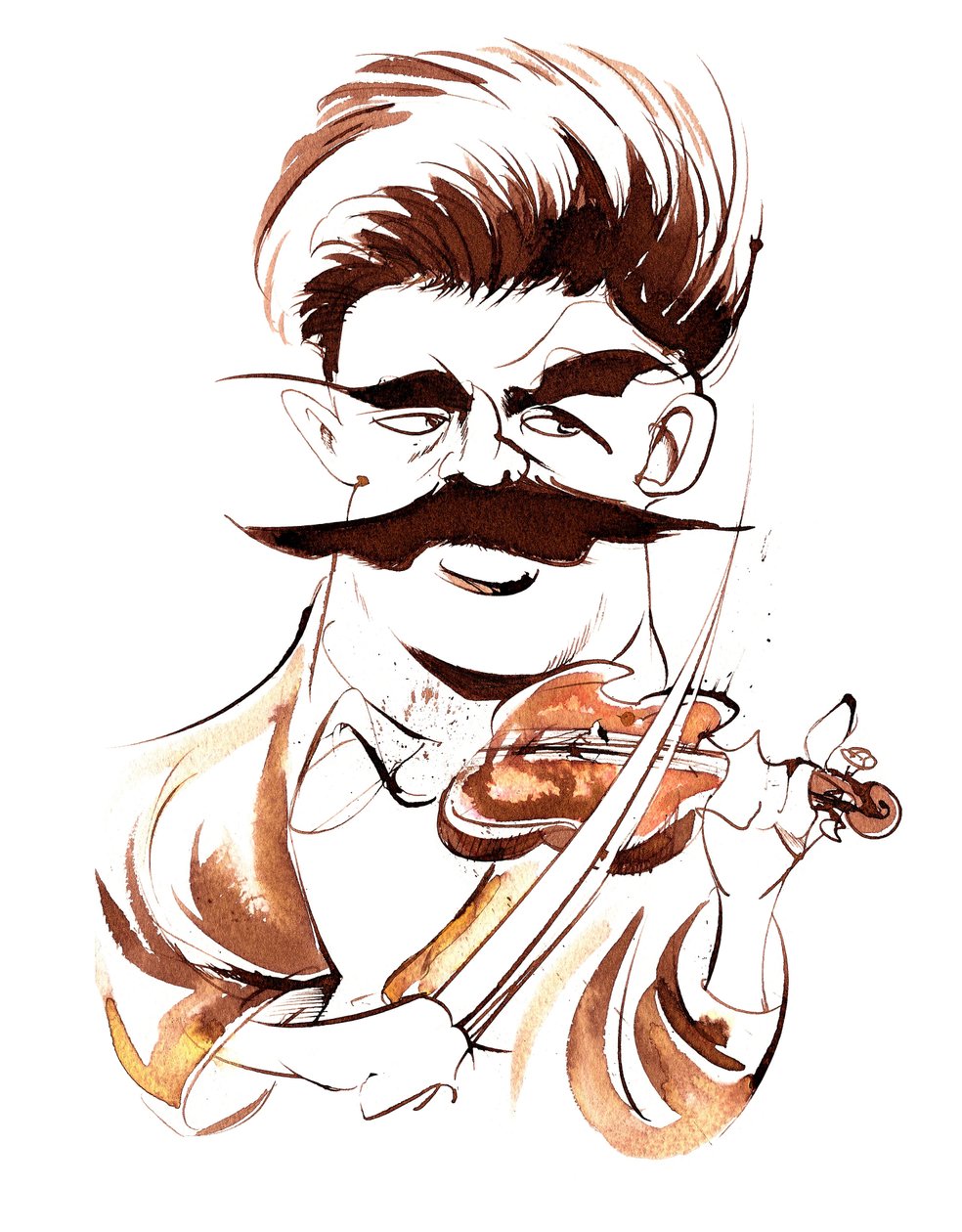 Fritz Kreisler - seepia-karikatyyri tekijältä Neale Osborne