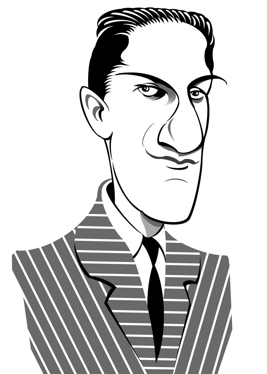 George Gershwin, yhdysvaltalainen säveltäjä, lauluntekijä ja pianisti (s. Jakob Gershwin), (1898 - 1937) karikatyyri tekijältä Neale Osborne
