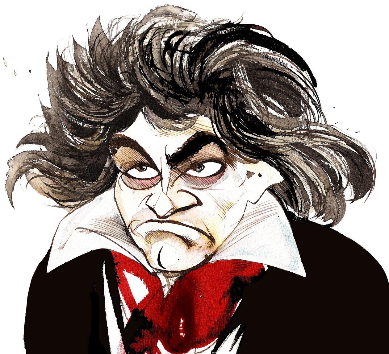 saksalainen säveltäjä Ludwig van Beethoven (1770-1827); karikatyyri tekijältä Neale Osborne