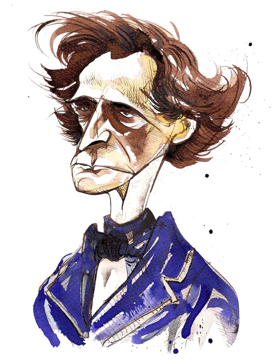 Hector Berliozin (ranskalainen säveltäjä, 1803-69) värikarikatyyri tekijältä Neale Osborne