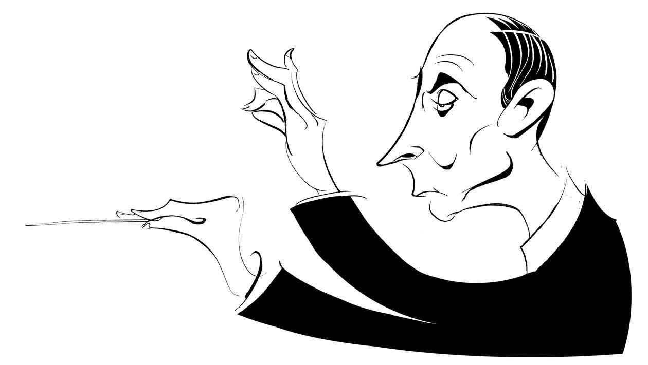Igor Markevitch - mustavalkoinen karikatyyri tekijältä Neale Osborne