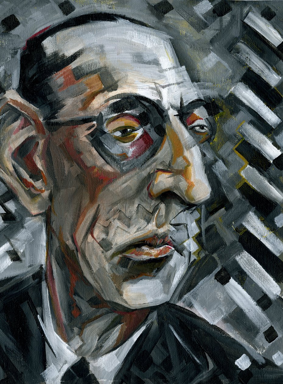 Igor Stravinsky - venäläisen säveltäjän karikatyyrimaalaus tekijältä Neale Osborne