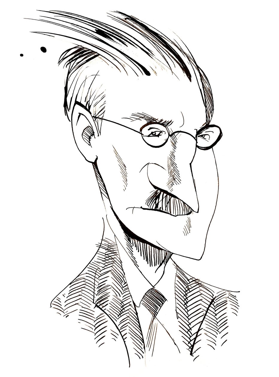 James Joyce - karikatyyri irlantilaiskirjailijasta (1882-1941) tekijältä Neale Osborne