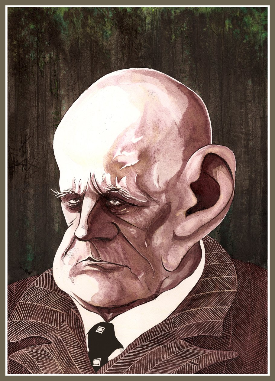 Jean Sibelius, suomalainen säveltäjä (1865-1957), värimusteen karikatyyri, 2003, Neale Osborne tekijältä Neale Osborne