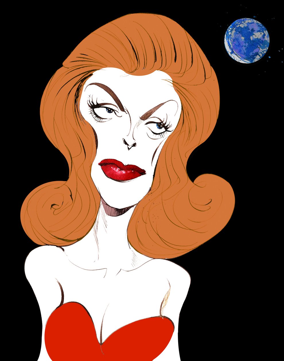 Julie London, yhdysvaltalainen laulaja ja näyttelijä (1926-2000); värikarikatyyri, 2015 tekijältä Neale Osborne