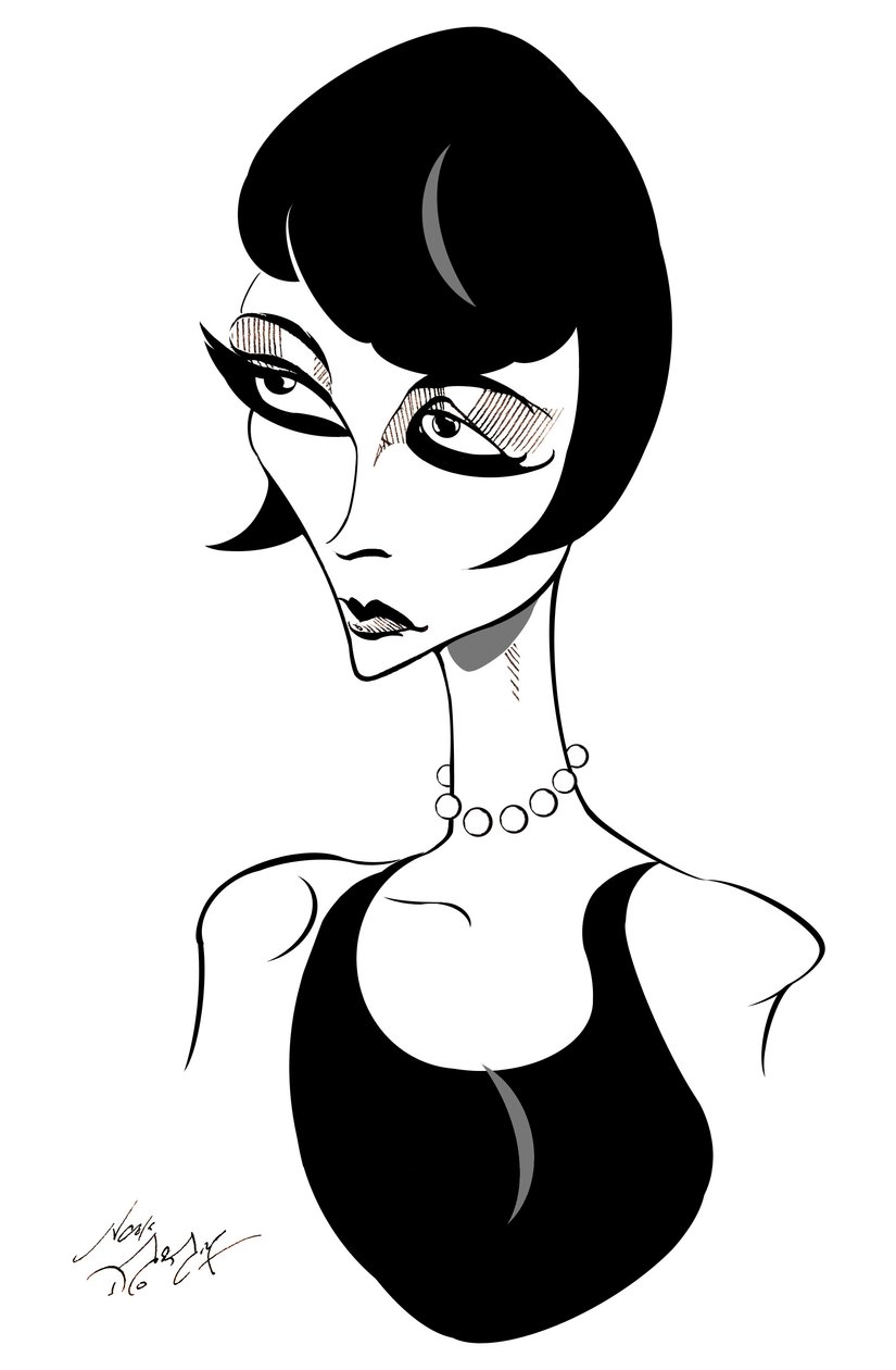 Louise Brooks - karikatyyri amerikkalaisesta elokuvanäyttelijästä (1906-85) tekijältä Neale Osborne