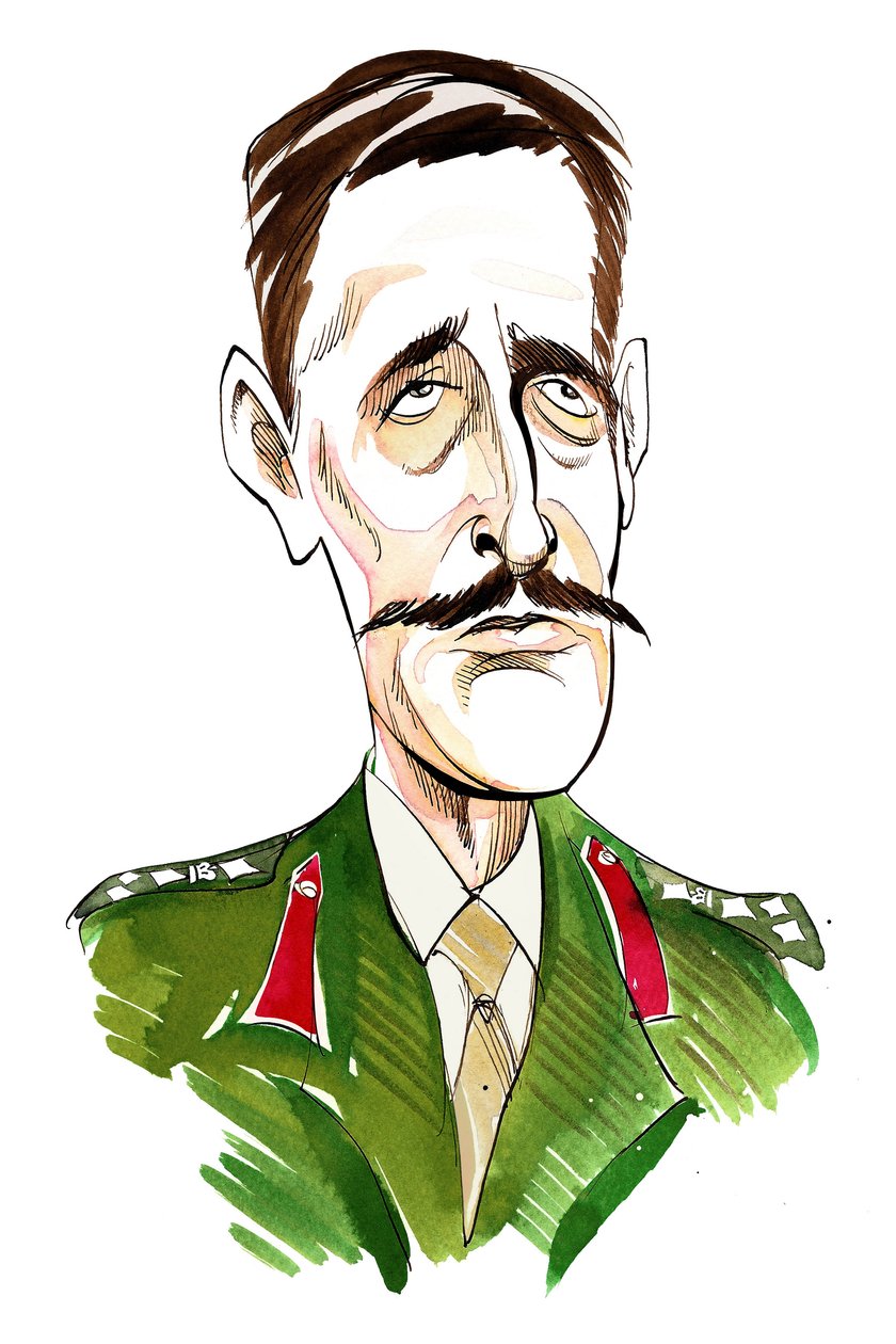 Nicholas Courtenay - karikatyyri englantilaisesta näyttelijästä, 1929 - 2011 tekijältä Neale Osborne