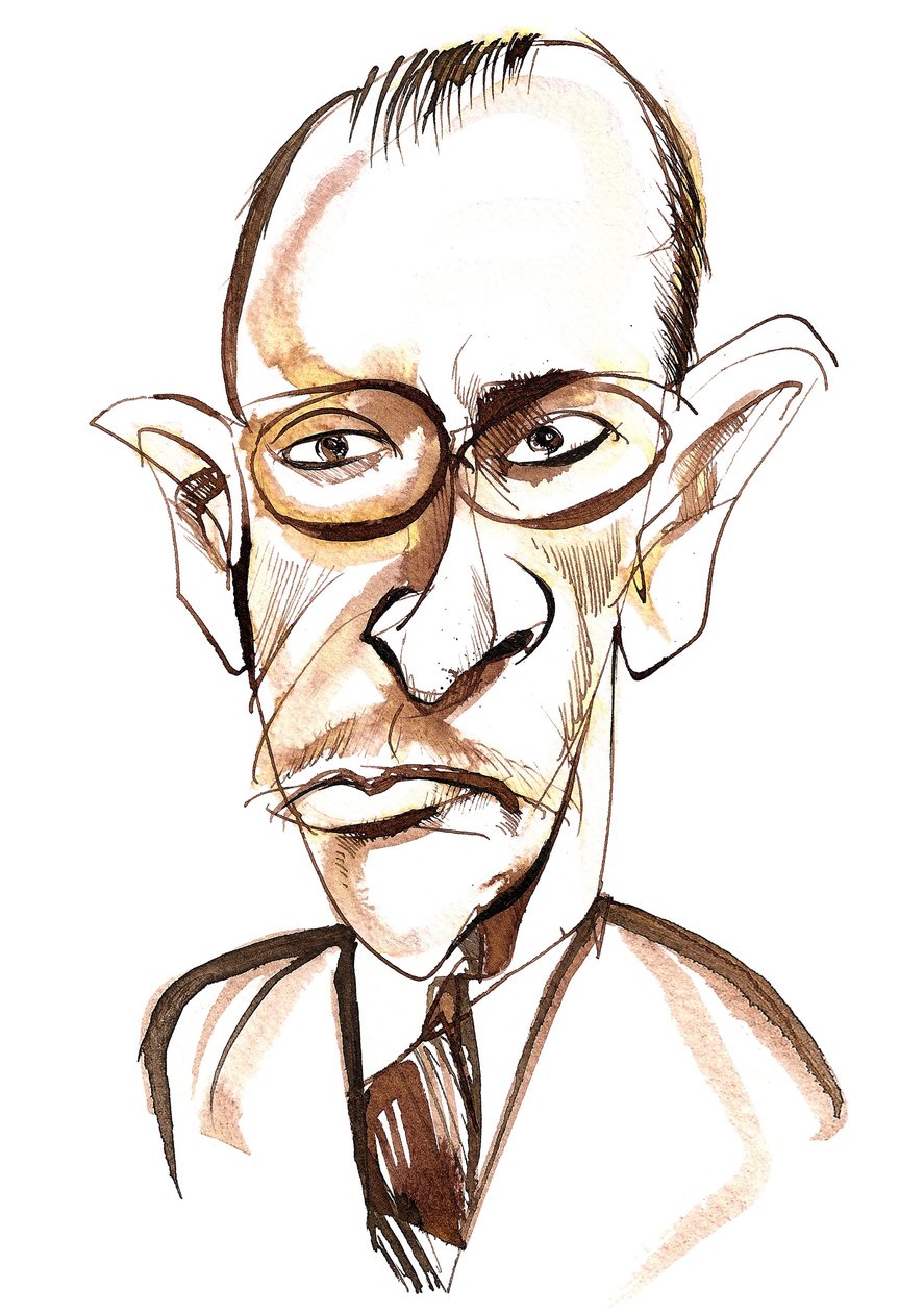venäläissyntyinen säveltäjä ja kapellimestari Igor Stravinsky (1882-1971); karikatyyri tekijältä Neale Osborne