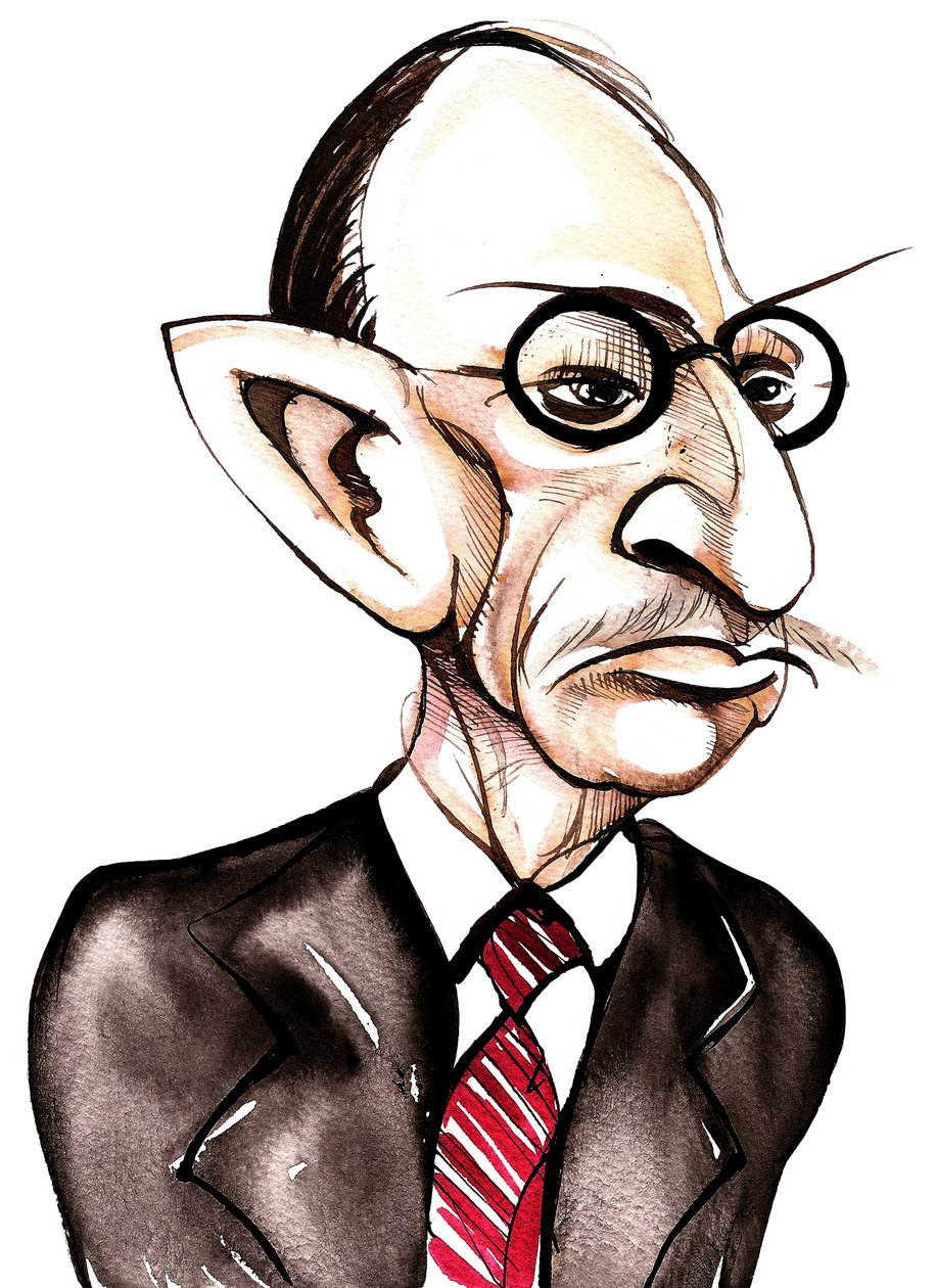 venäläissyntyinen säveltäjä ja kapellimestari Igor Stravinsky (1882-1971); karikatyyri tekijältä Neale Osborne