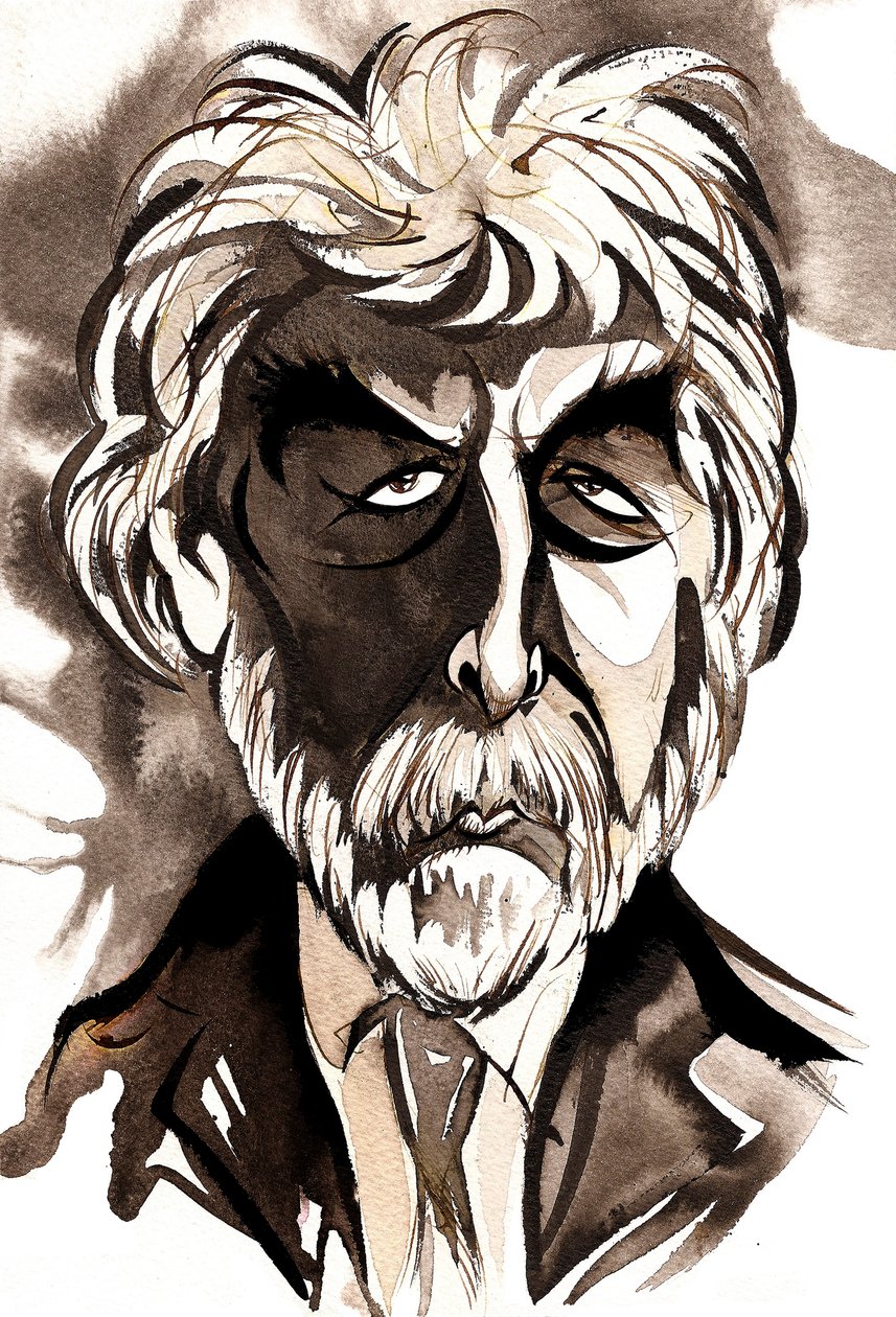 Sir Harrison Birtwistle - mustavalkoinen karikatyyri tekijältä Neale Osborne