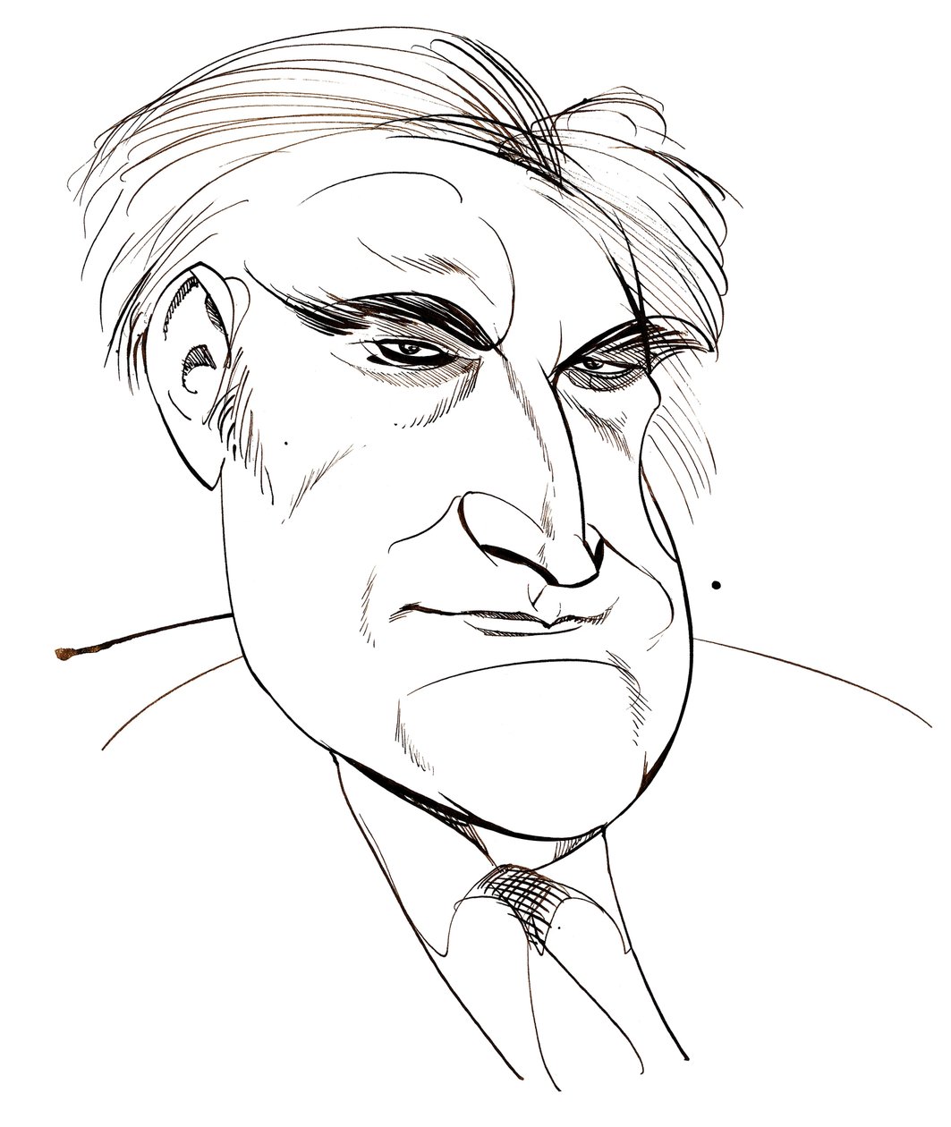 Ted Hughes - karikatyyri englantilaisesta runoilijasta, 1930 - 1998 tekijältä Neale Osborne