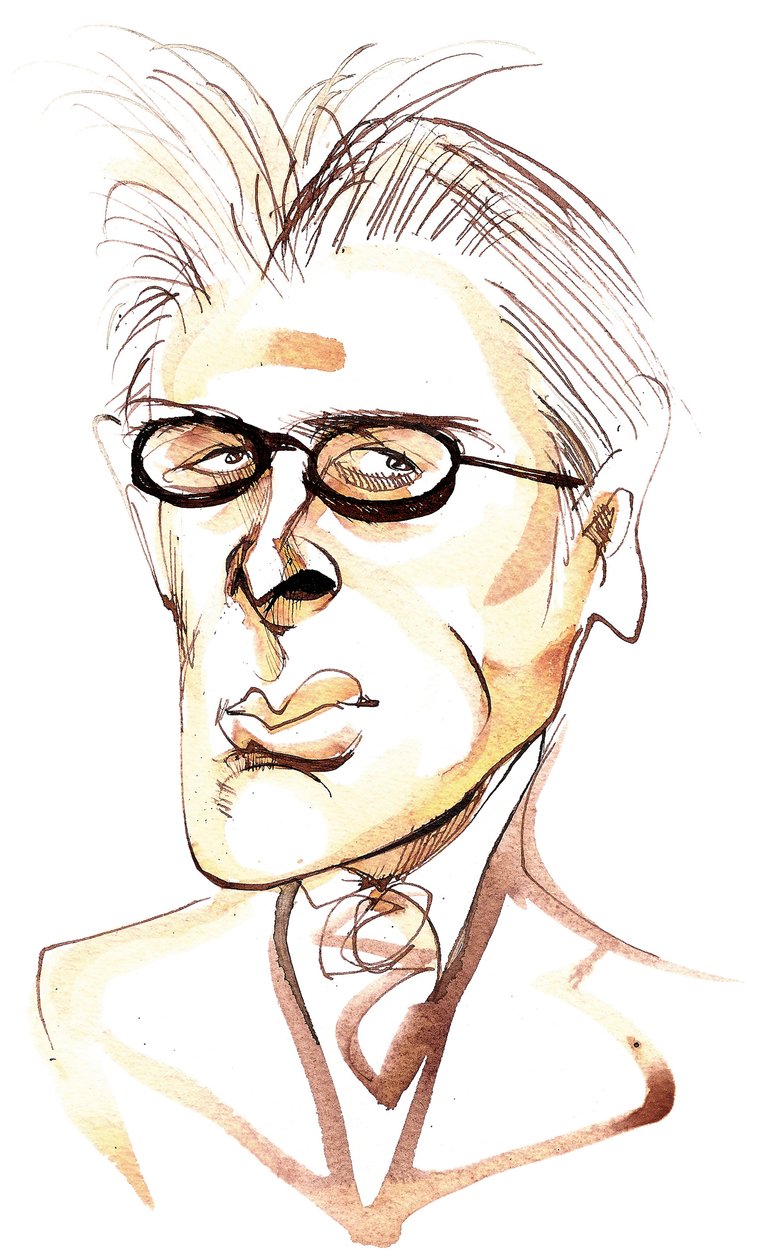 William Butler Yeats irlantilainen runoilija ja näytelmäkirjailija (1865-1939); karikatyyri tekijältä Neale Osborne