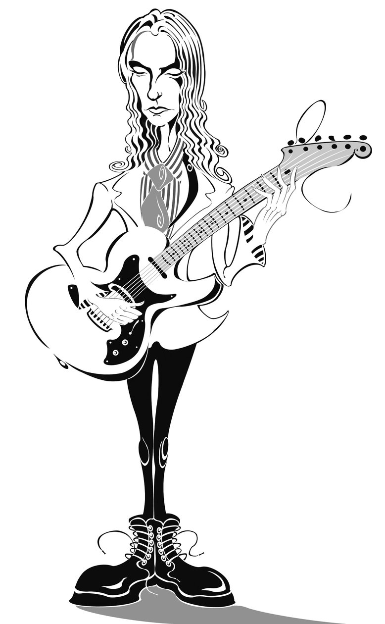 Aimee Mann - karikatyyri - yhdysvaltalainen laulaja-lauluntekijä ja basisti, syntynyt 1960 tekijältä Neale Osborne
