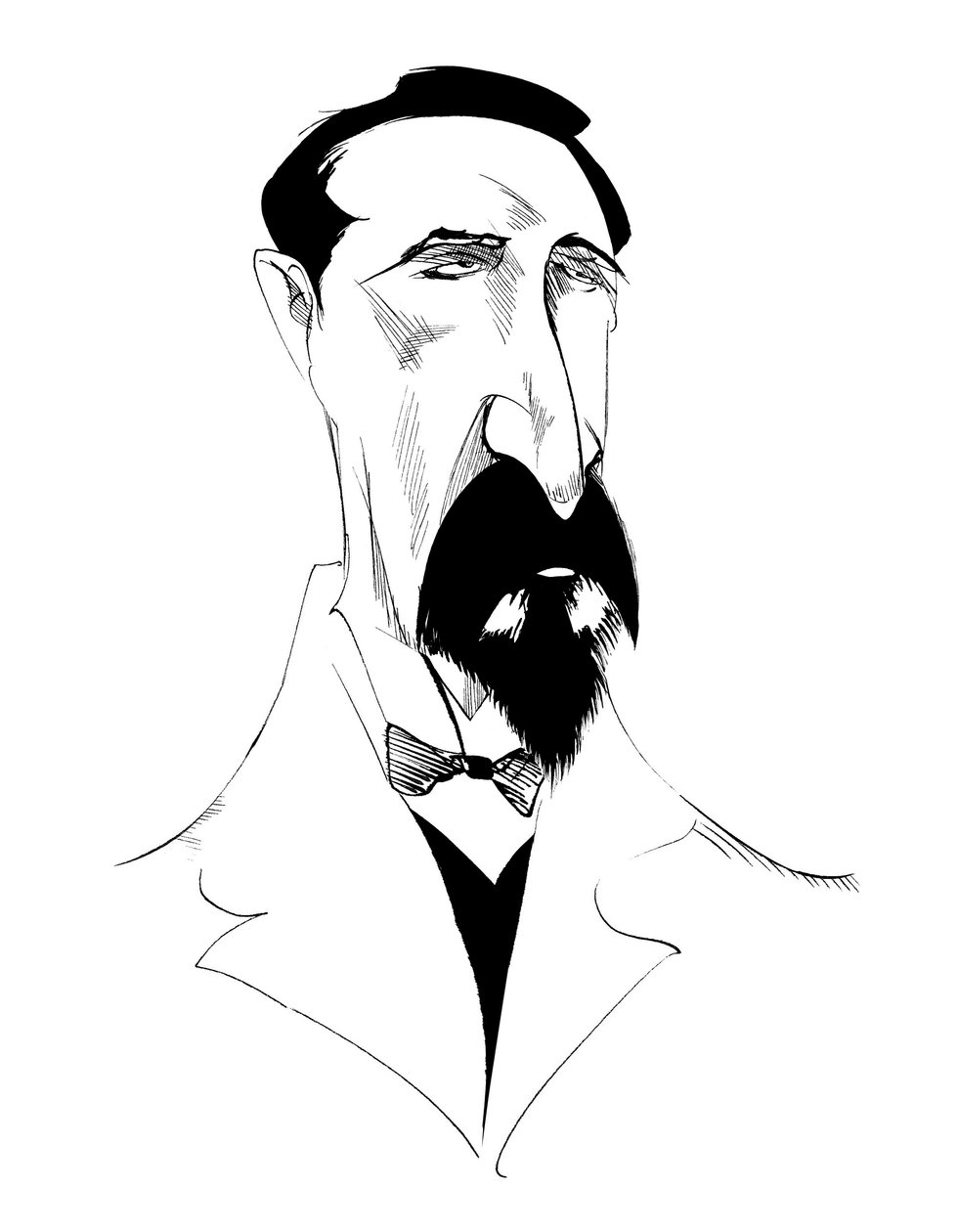 Alexander Borodin, venäläinen säveltäjä, mustavalkokarikatyyri, 2010, kirjoittanut Neale Osborne tekijältä Neale Osborne