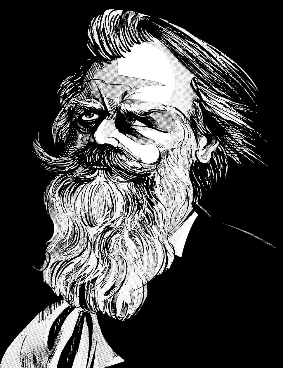Johannes Brahms, saksalainen säveltäjä (1833-97), harmaasävyinen vesivärikarikatyyri tekijältä Neale Osborne