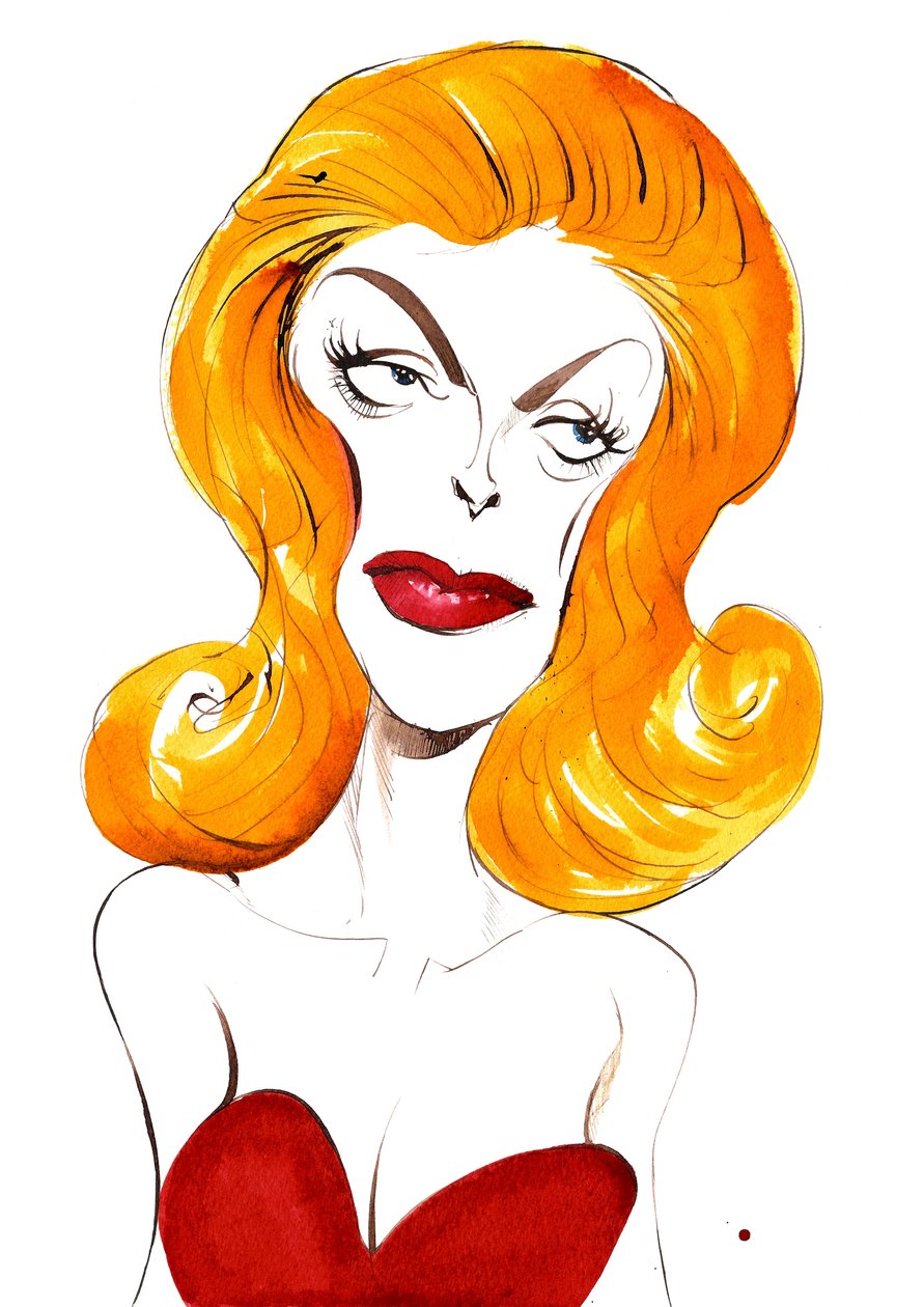 Julie London, yhdysvaltalainen laulaja ja näyttelijä (1926-2000); värikarikatyyri, 2015 tekijältä Neale Osborne