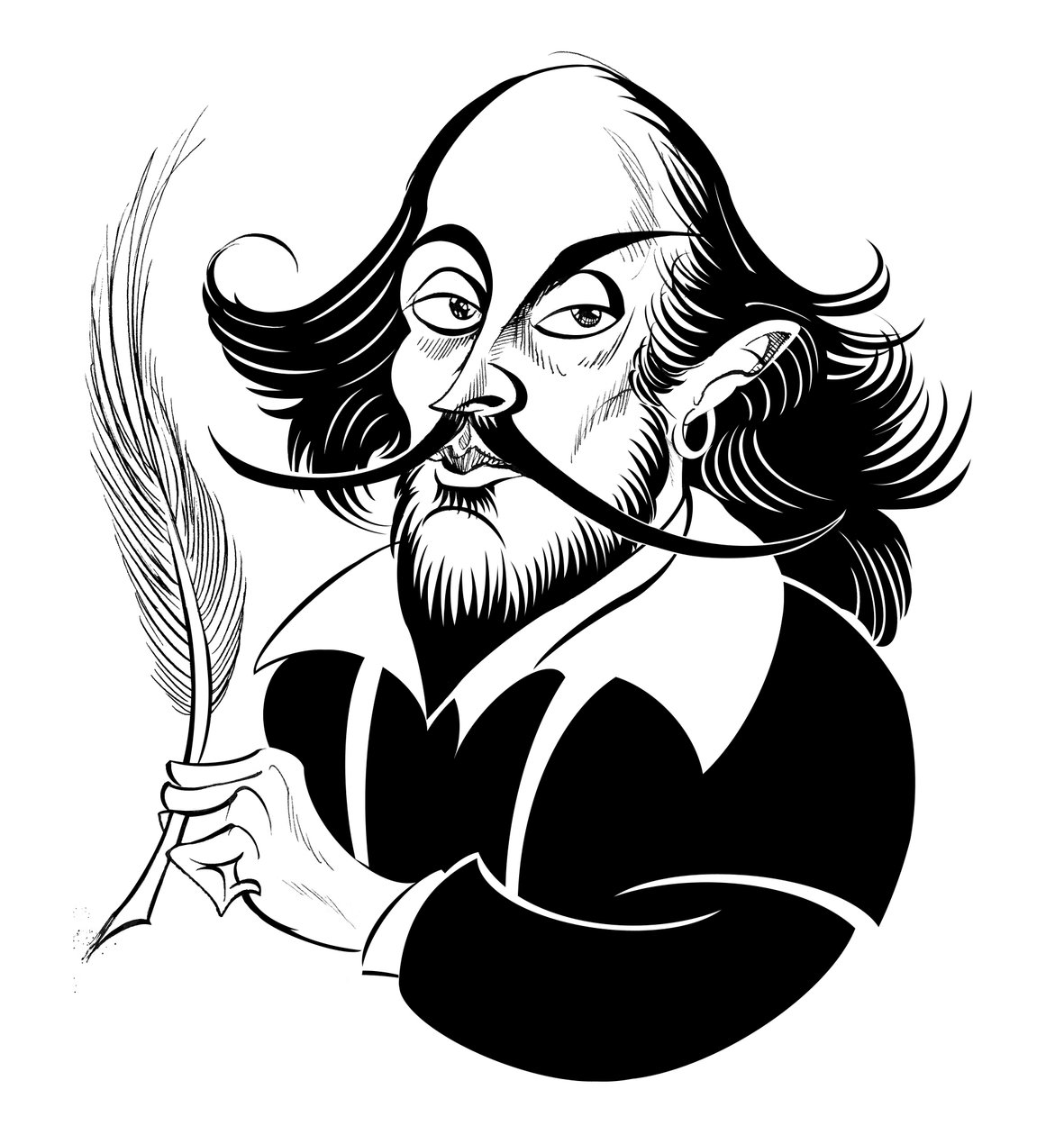 William Shakespeare - mustavalkoinen karikatyyri tekijältä Neale Osborne