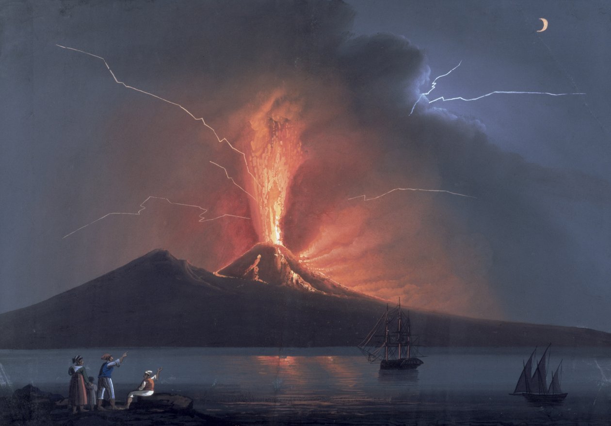 Napoli: Vesuvius purkautuu 22. lokakuuta 1822 (guassi) tekijältä Neapolitan School